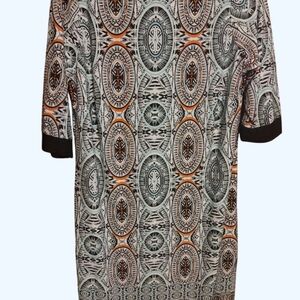 Geometric Pattern Long Sleeve Dress​